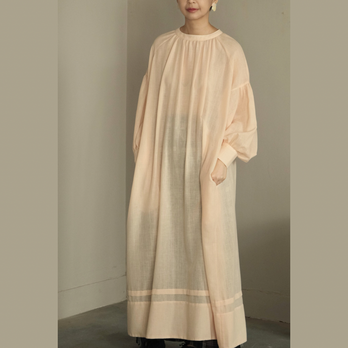 澎袖長洋裝 /粉杏 /Palette Original